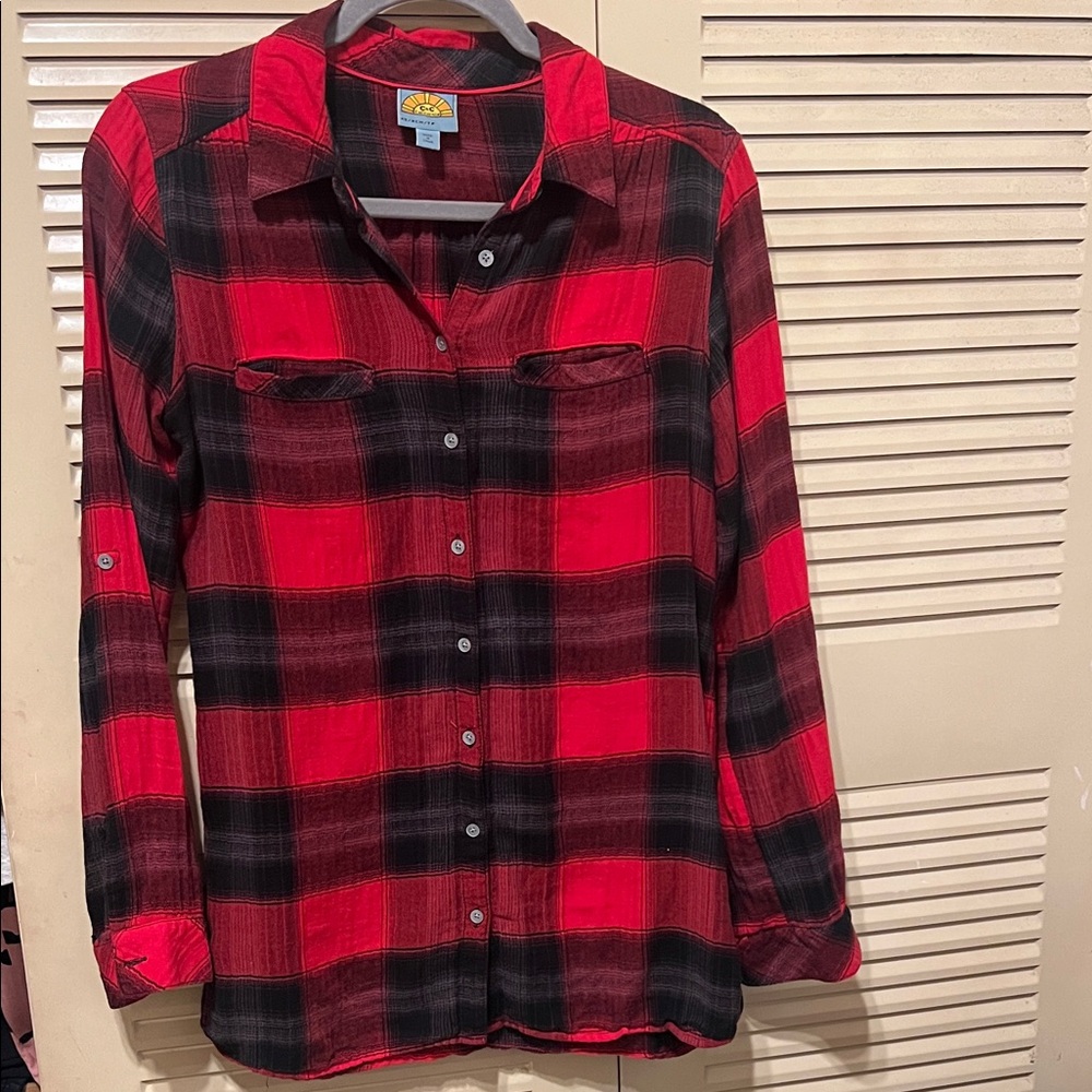 C&C California Red and Black Plaid Tunic